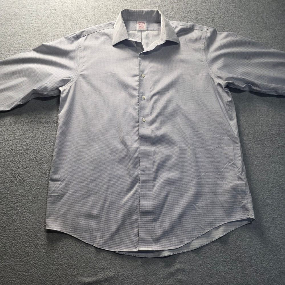 Brooks Brothers Madison Button Down Shirt Mens 16.5 33 Blue Micro Check Non Iron